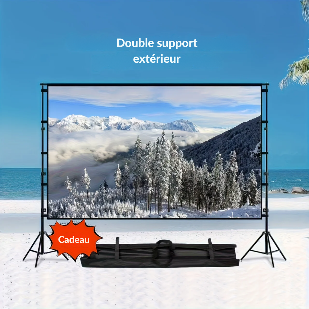Écran de Projection Portable Extérieur 120 Pouces avec Trépied Robuste – Toile de Cinéma Compatible Tous Projecteurs