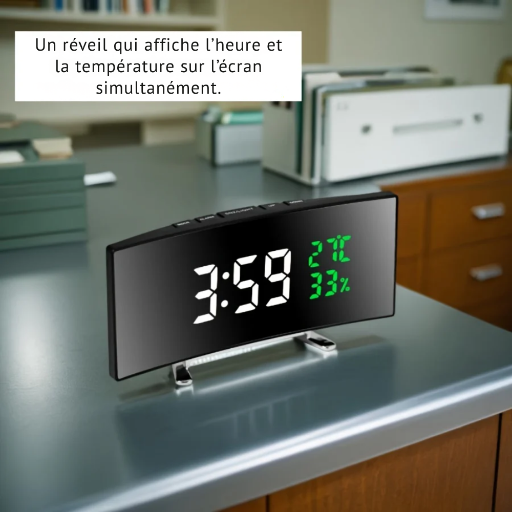 Réveil LED Multifonction – Horloge Numérique avec Grand Écran, Température et Humidité