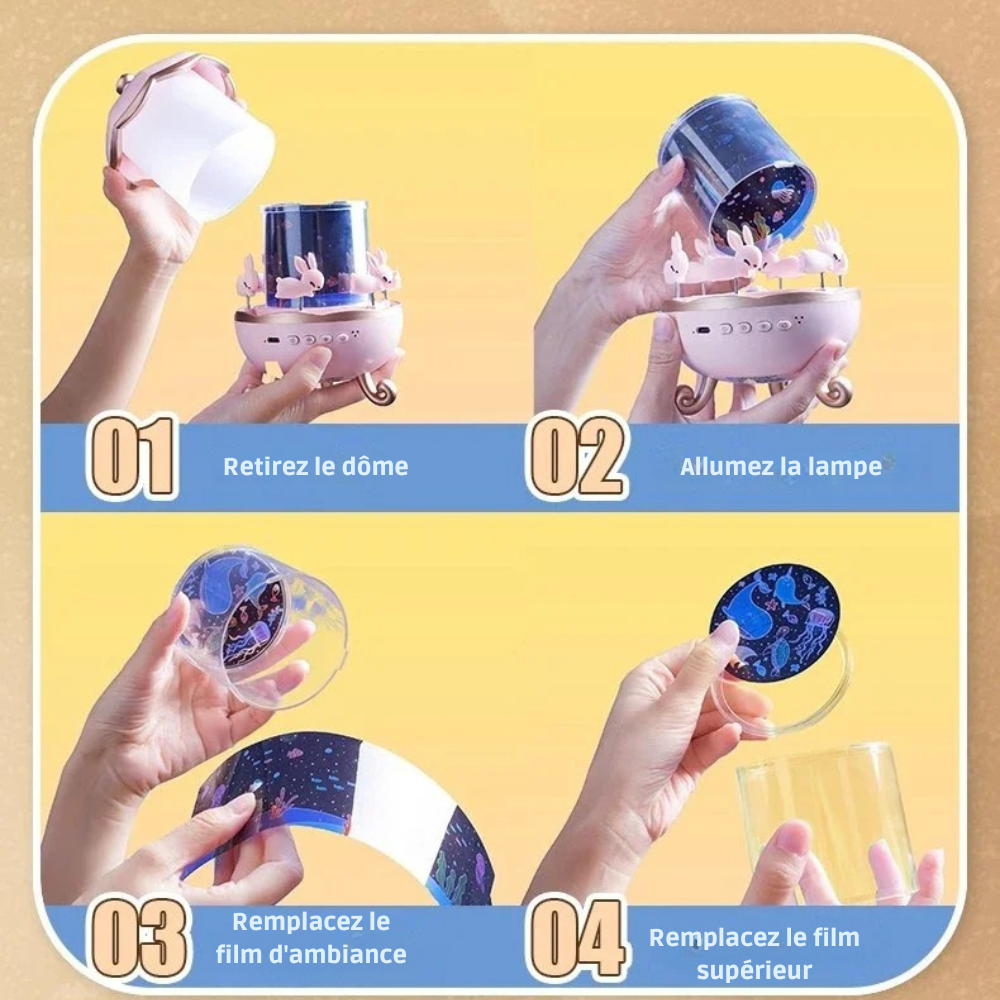Projecteur d’étoiles enfant 12 films – Veilleuse plafond avec Bluetooth