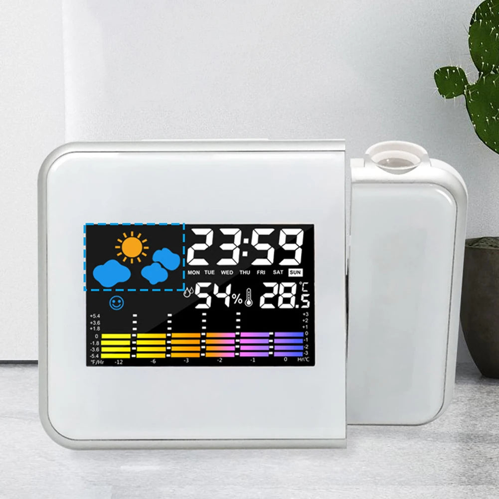 Réveil Projecteur LED Nuit Thermomètre Hygromètre Chambre