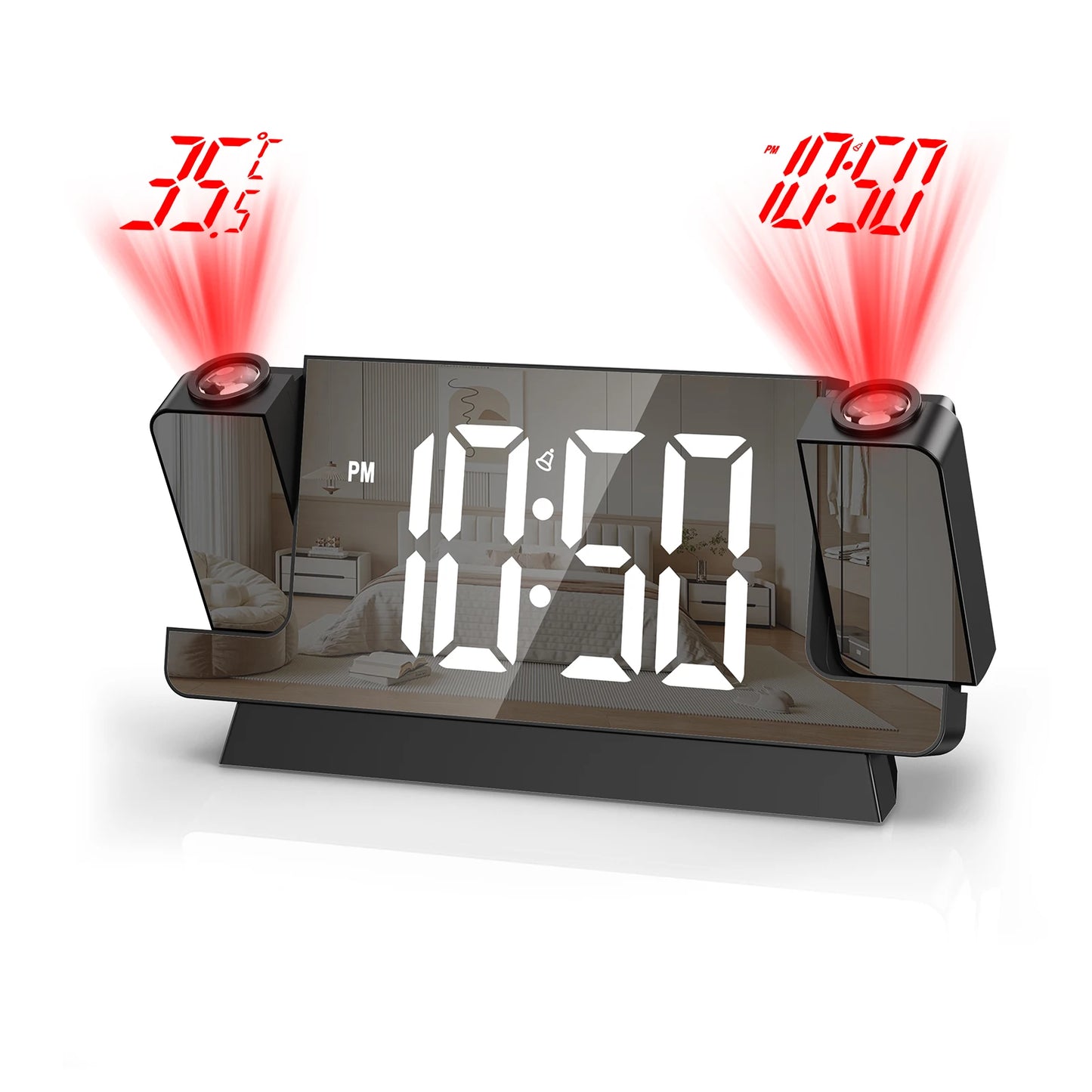 Réveil Projecteur Double 180° LED - Temps et Température