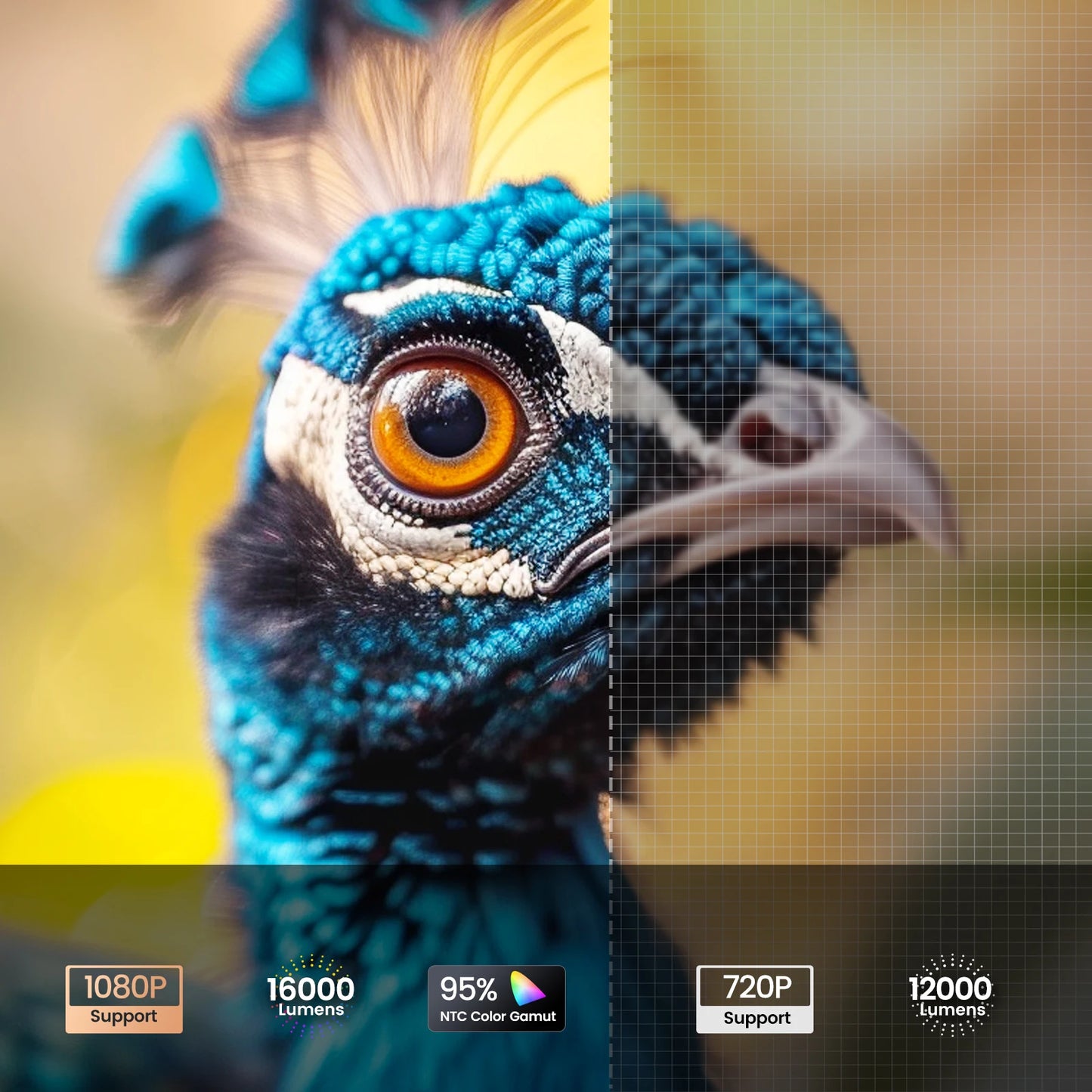 Mini Projecteur 1080P, 16000L, WiFi & Bluetooth