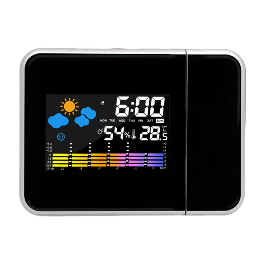 Réveil Projecteur LED Nuit Thermomètre Hygromètre Chambre