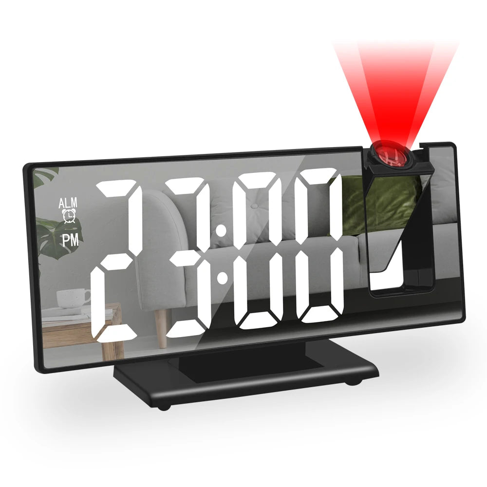 Réveil Projecteur LED USB 180° Heure Température 12/24h