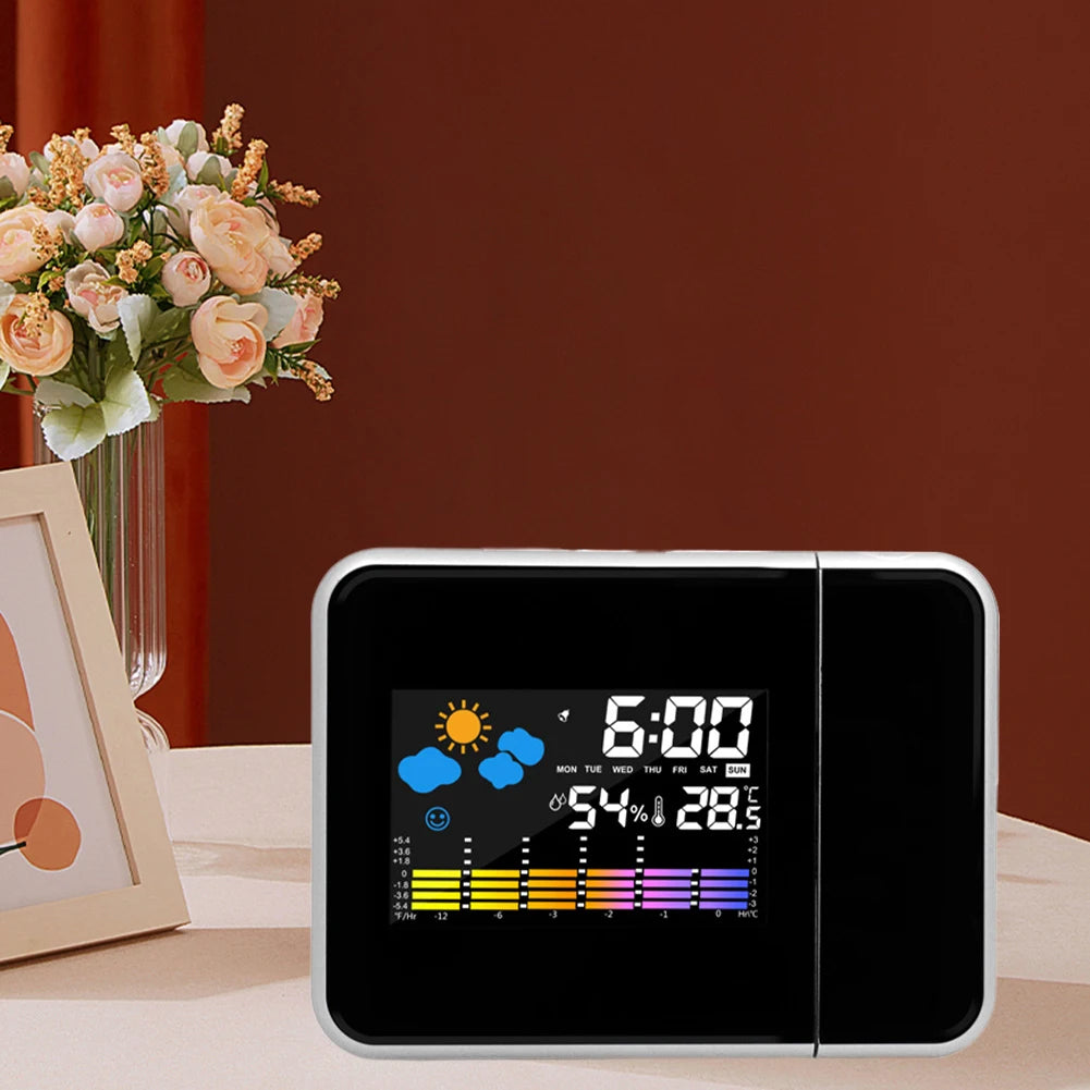 Réveil Projecteur LED Nuit Thermomètre Hygromètre Chambre