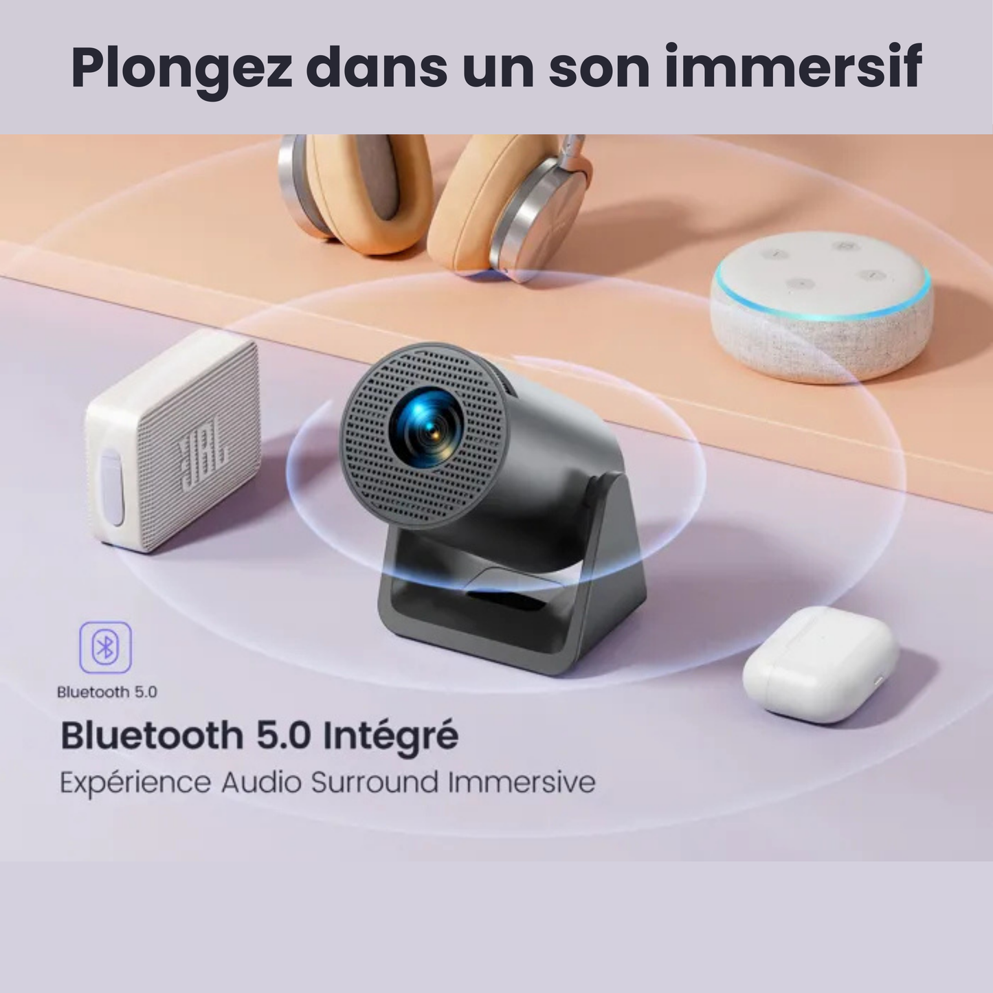 Mini Projecteur 4K Android 11 – WiFi, BT5.0, Auto Keystone