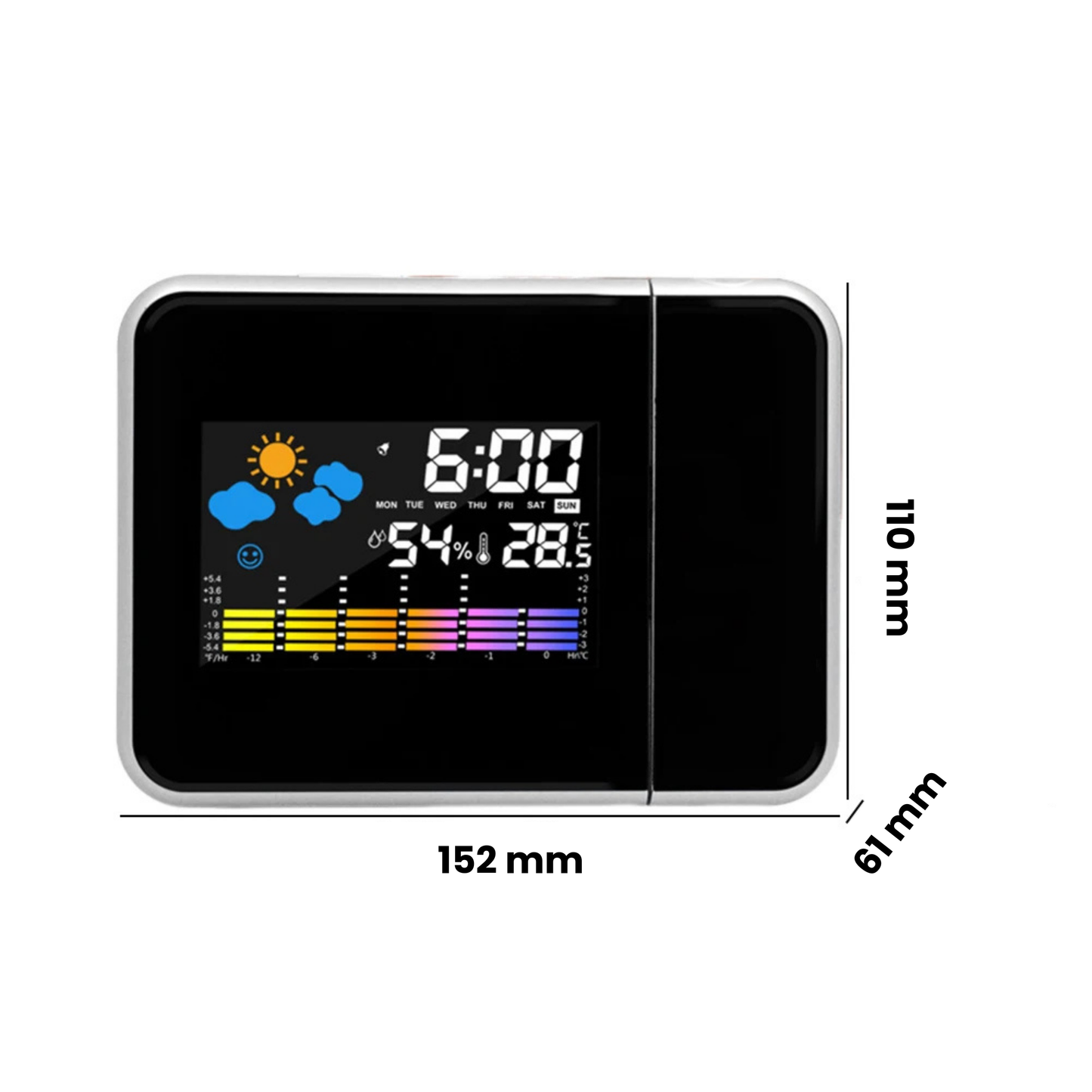 Réveil Projecteur LED Nuit Thermomètre Hygromètre Chambre