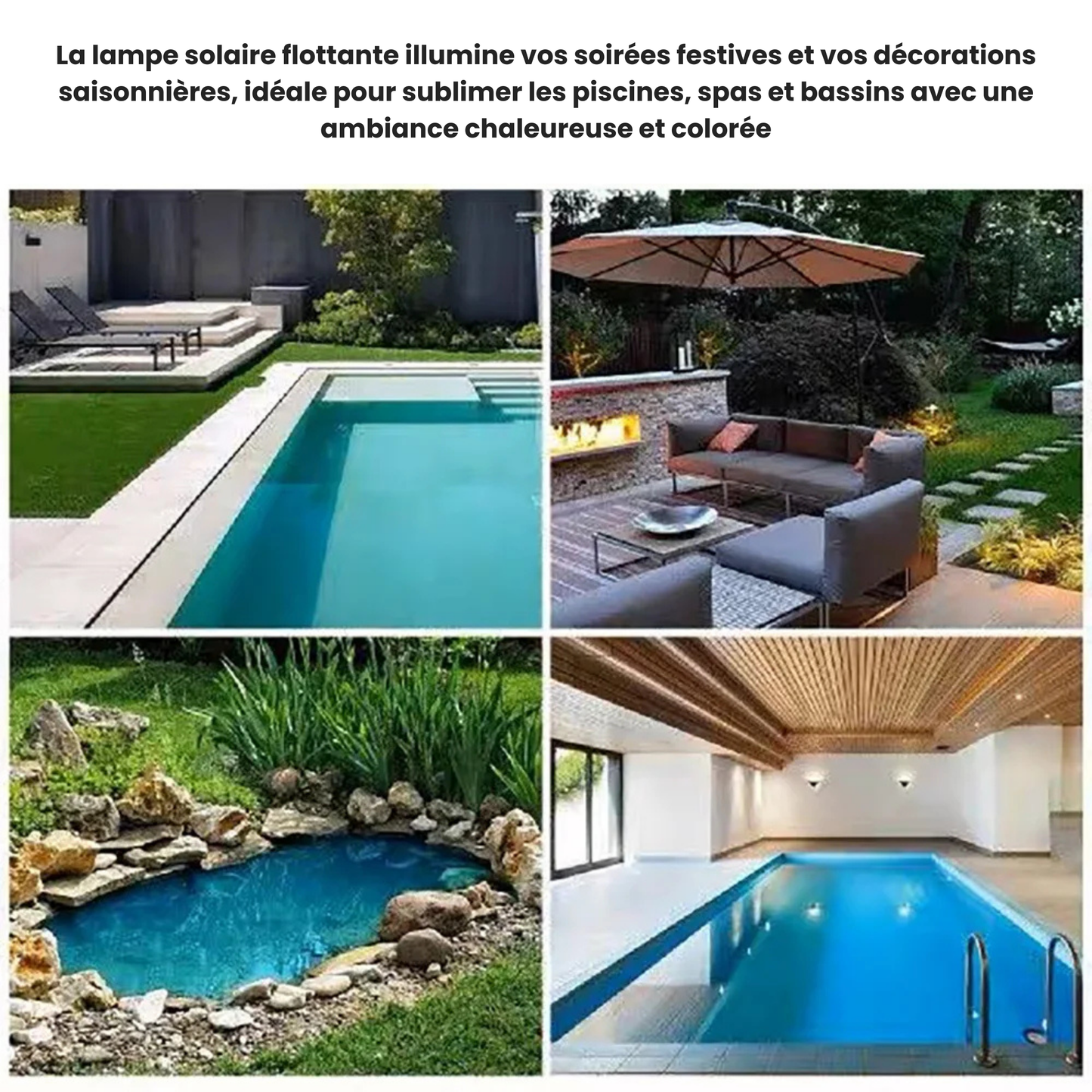 Projecteur LED piscine solaire flottant RGB étanche