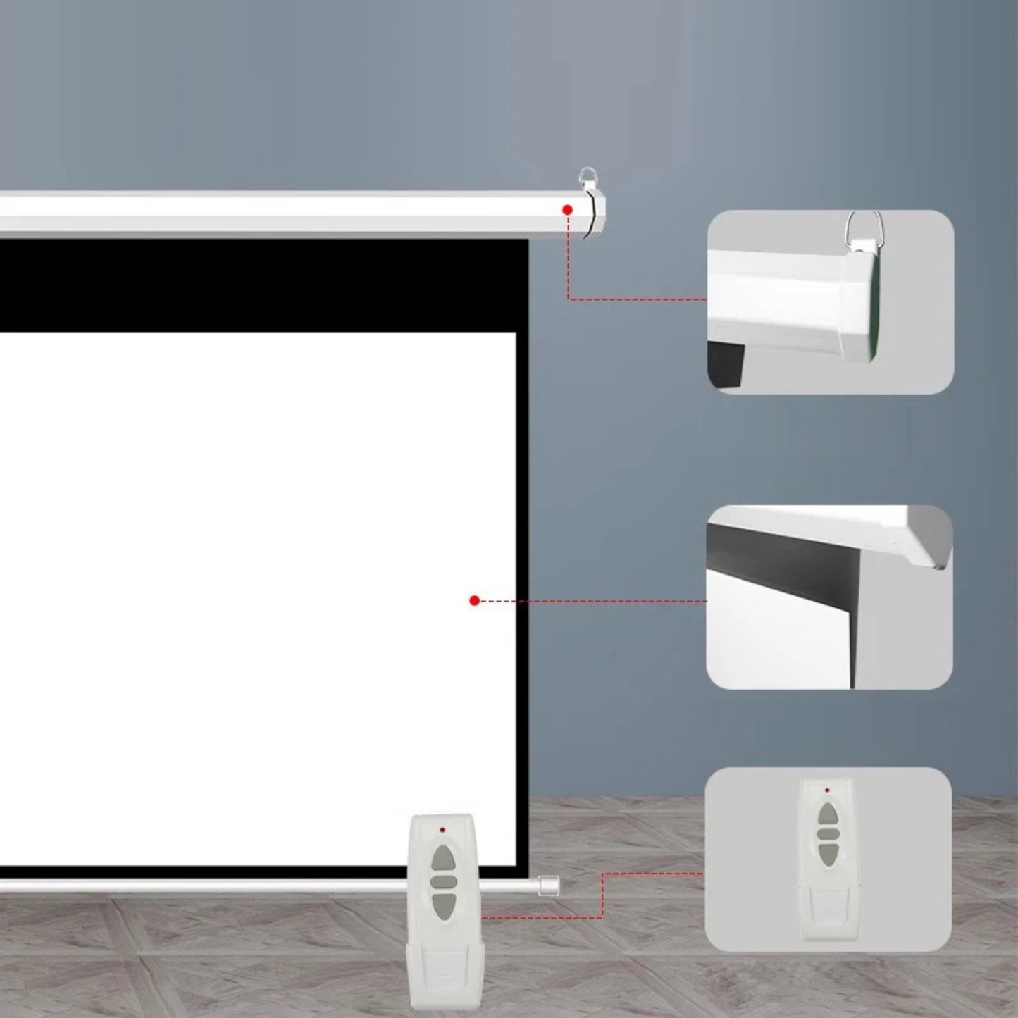 Écran projecteur HD motorisé 72" avec télécommande
