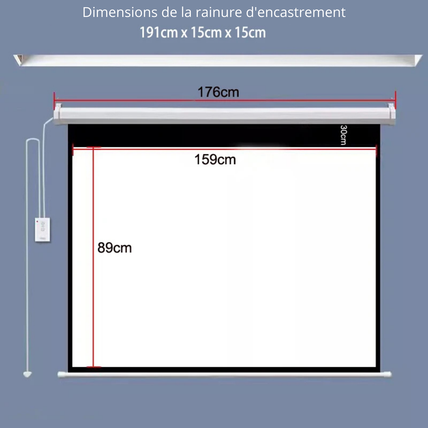 Écran projecteur HD motorisé 72" avec télécommande