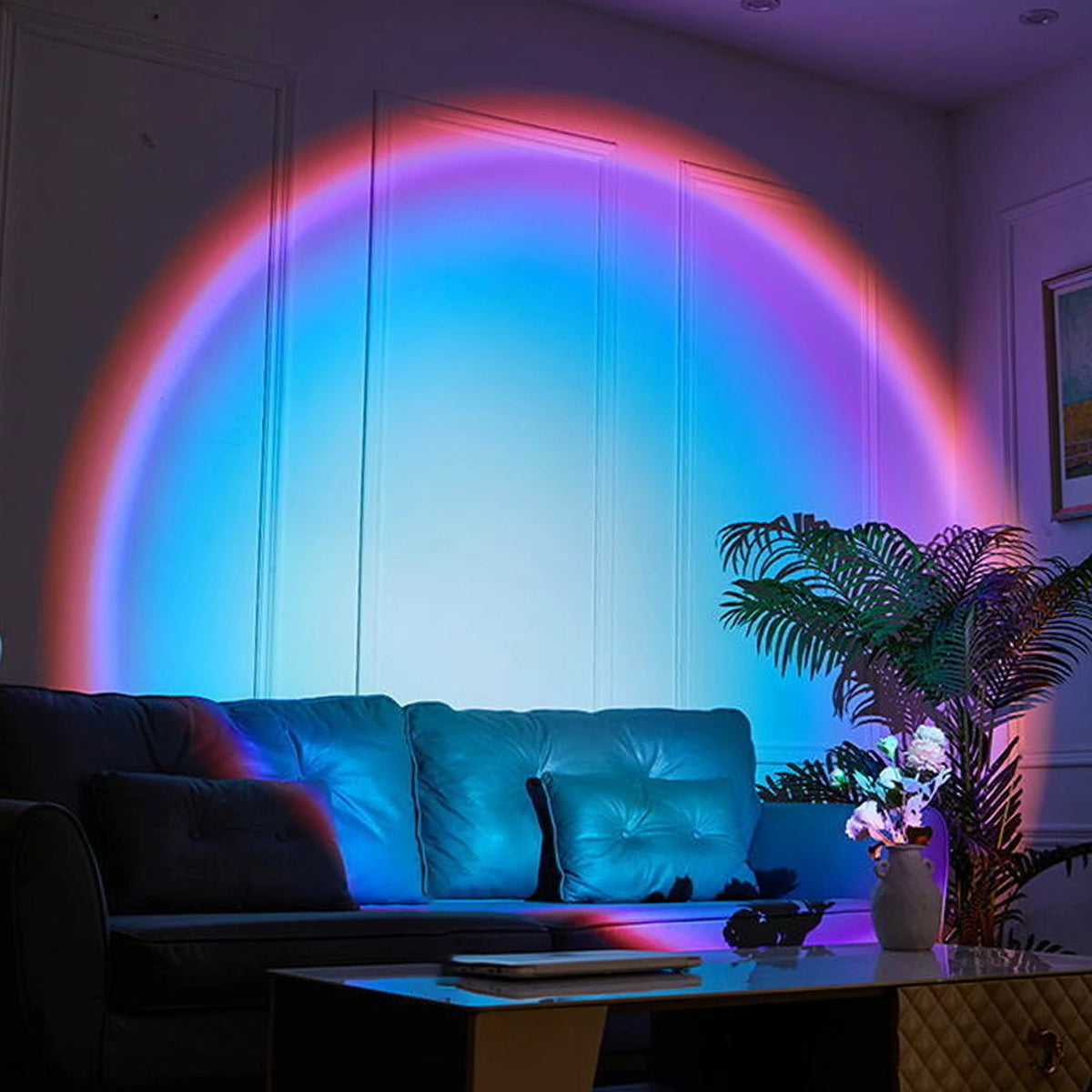 Halo arc-en-ciel de la lampe coucher de soleil