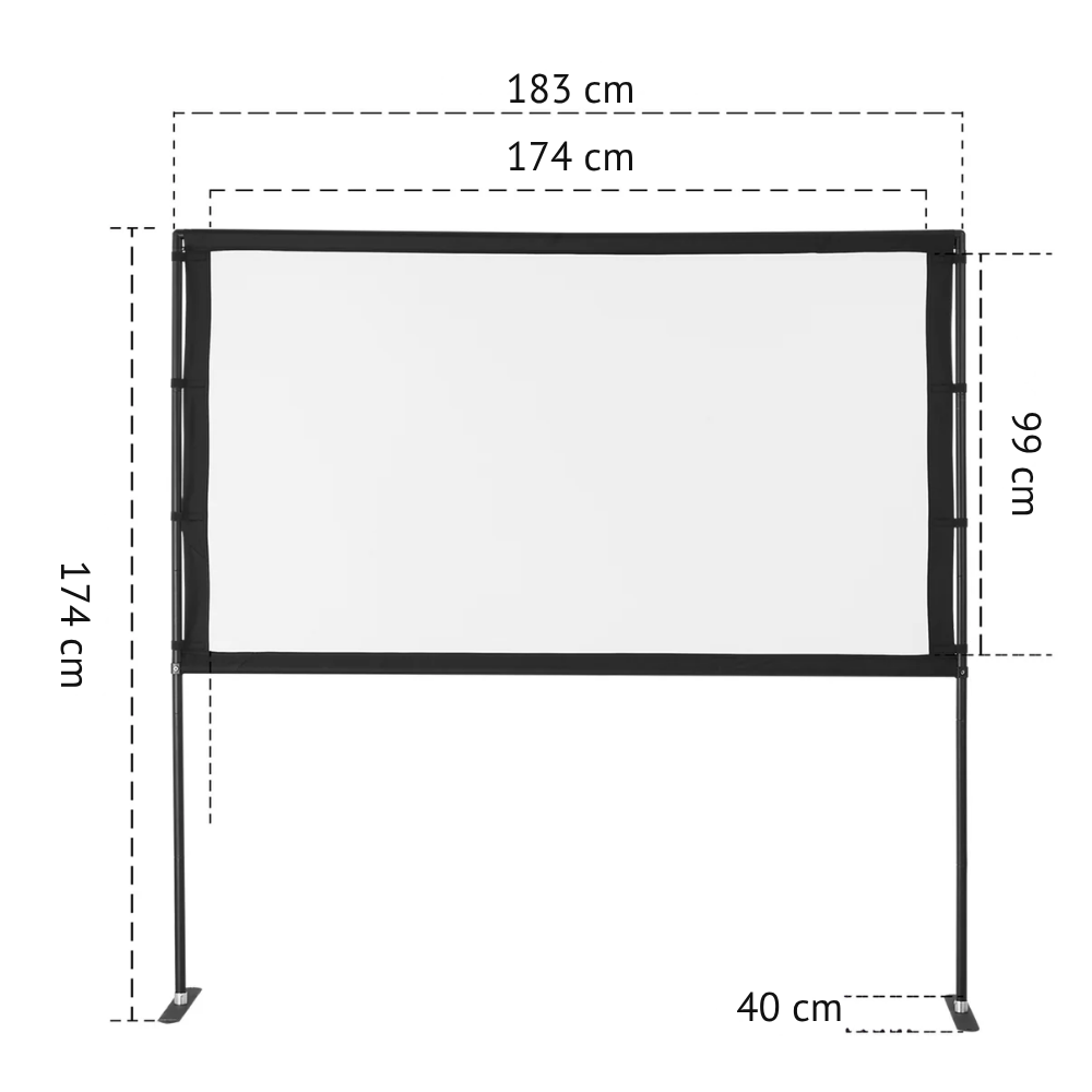 Écran de Projecteur 80 Pouces avec Support – Écran de Projection Portable 4K HD Intérieur & Extérieur 16:9