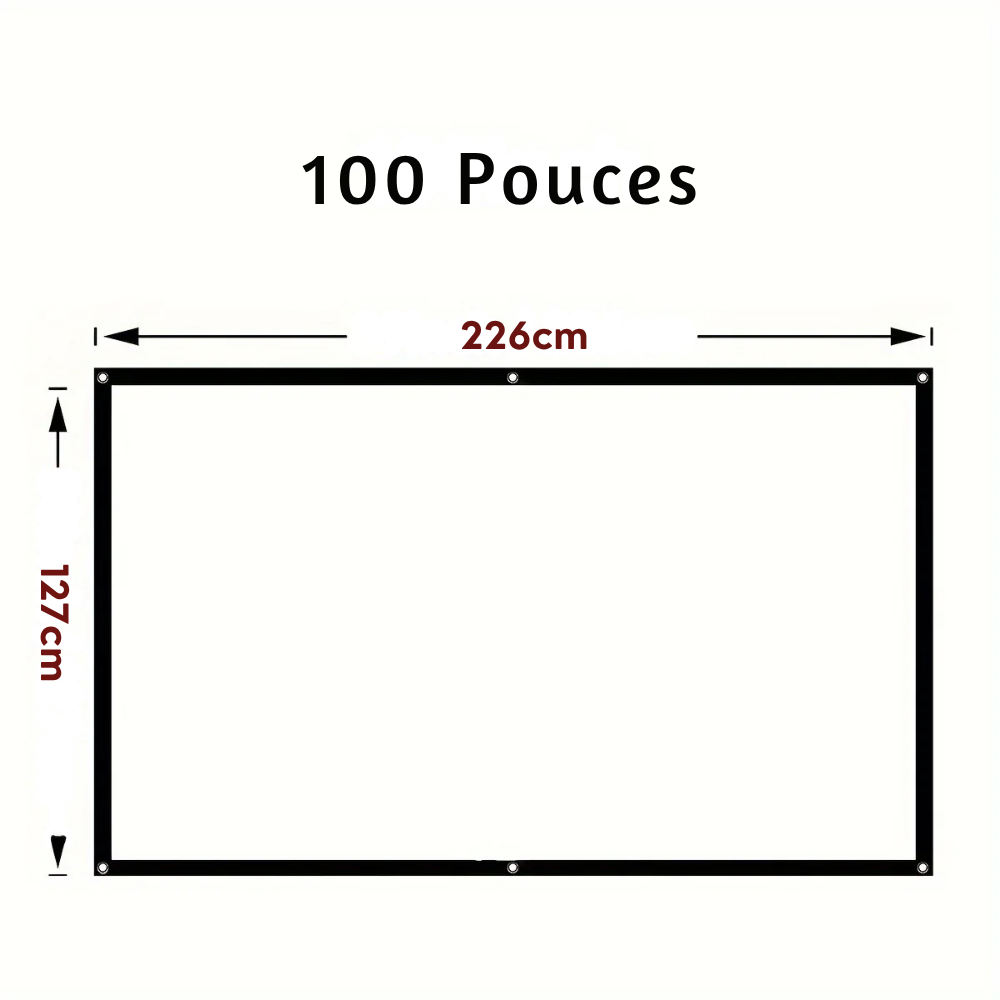 Écran de Projection 3D 4K 100 Pouces Portable – Toile Home Cinéma Intérieur & Extérieur Pliable