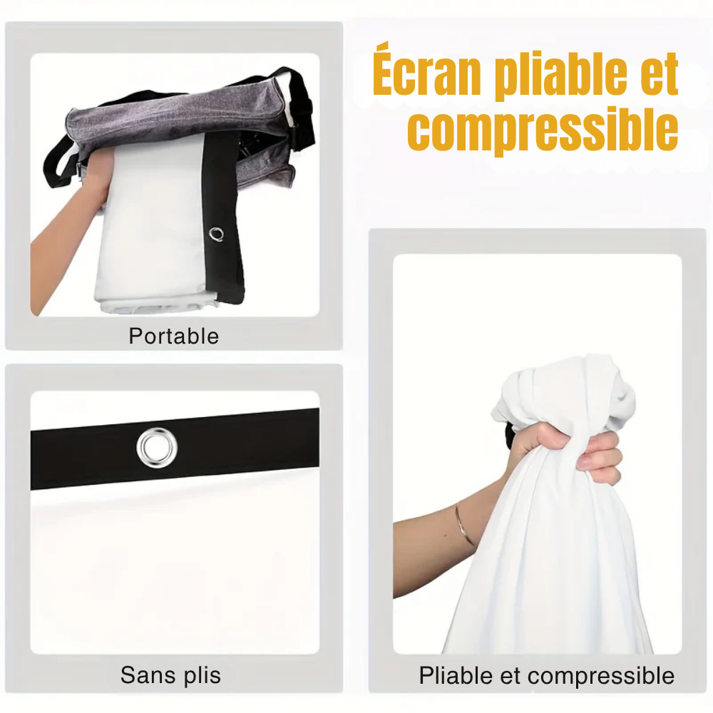 Écran de Projection 3D 4K 100 Pouces Portable – Toile Home Cinéma Intérieur & Extérieur Pliable