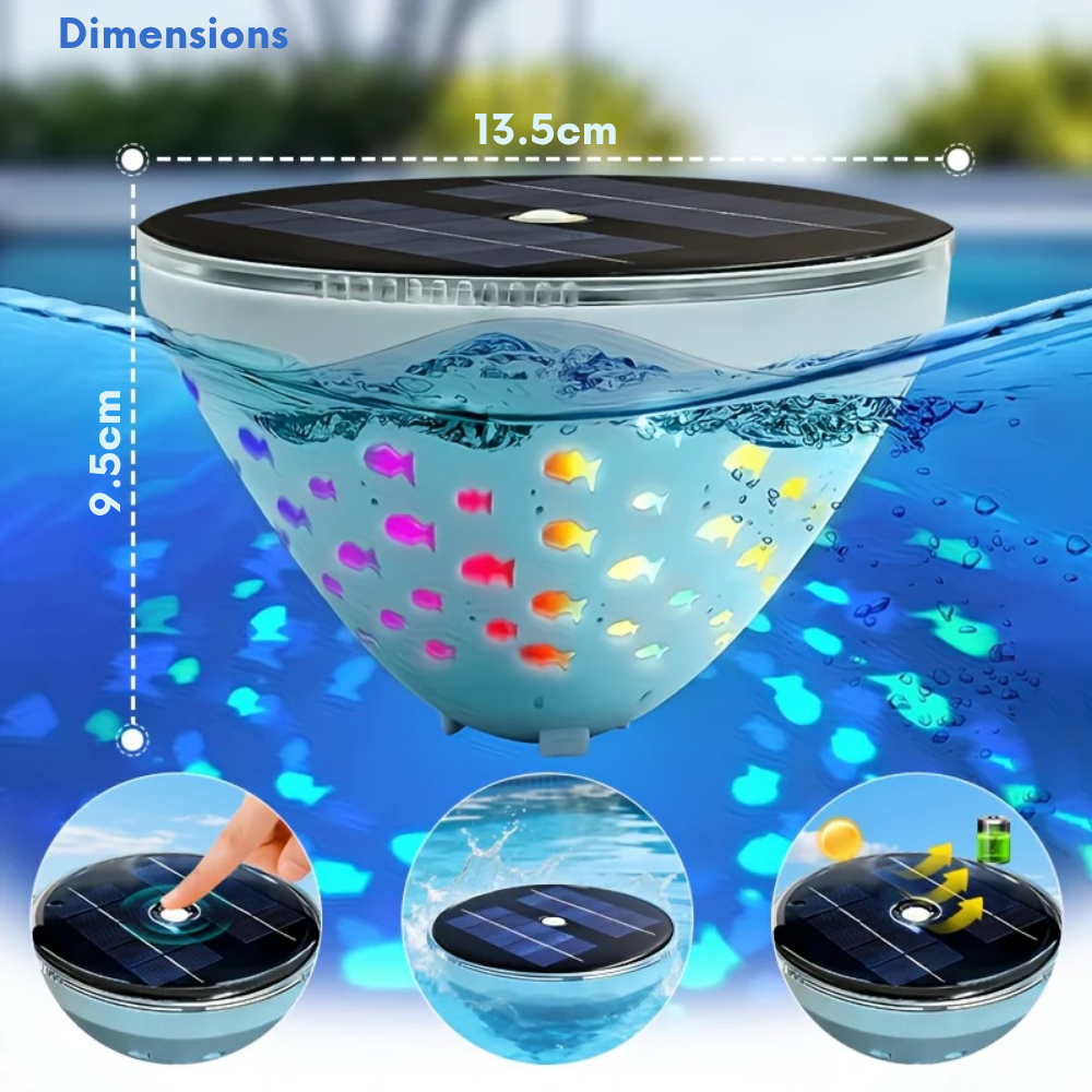 Lampe Flottante Solaire Piscine LED Projection Poisson Océanique IP68