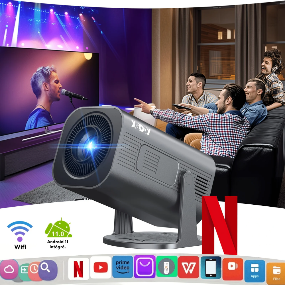 Mini Projecteur Portable Android 11 WiFi 6 HD 720P Compatible 4K Mini Home Cinéma