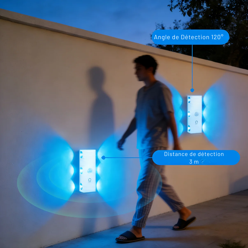 Lampe de Projection à Détecteur de Mouvement Rechargeable – Éclairage LED Magnétique pour Escaliers et Couloirs