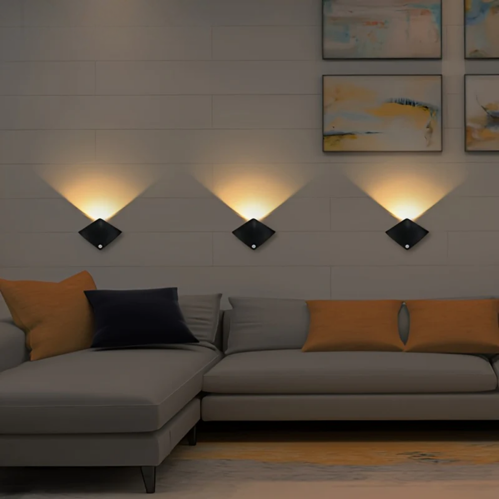 Lampe Murale LED Noire avec Détecteur de Mouvement – Veilleuse Design pour Chambre, Couloir et Escaliers