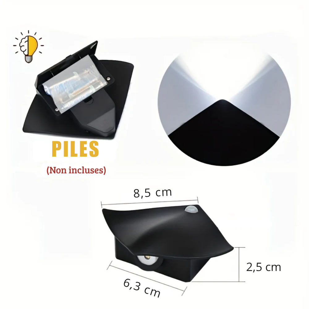 Lampe Murale LED Noire avec Détecteur de Mouvement – Veilleuse Design pour Chambre, Couloir et Escaliers