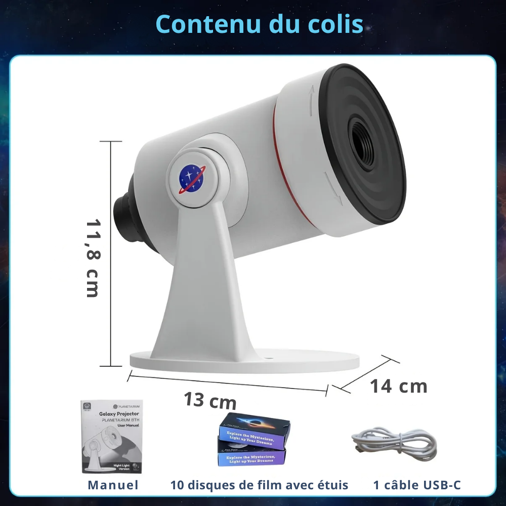 Projecteur Galaxie Chambre – Lampe Ciel Étoilé avec Système Solaire et Constellations