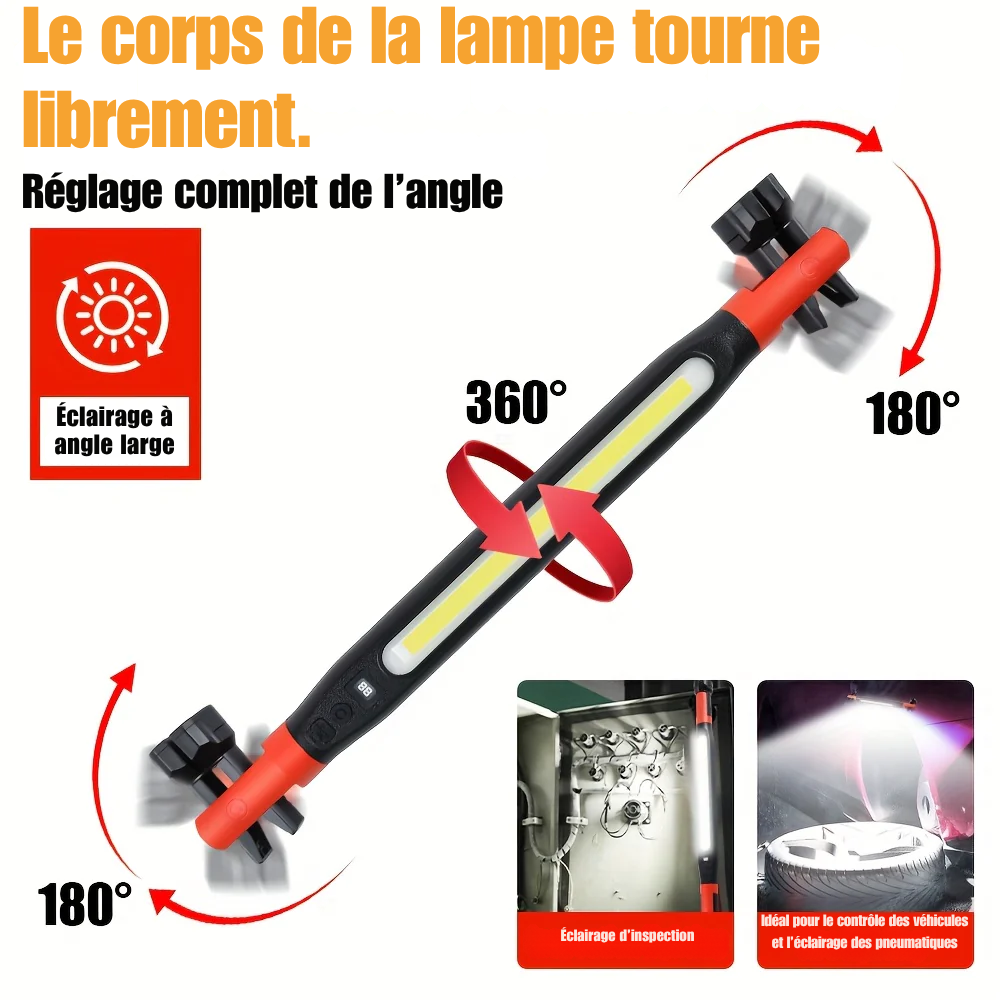 Lampe de Travail LED Rechargeable Magnétique 1000 Lumens – Barre Lumineuse Portable Sans Fil pour Atelier
