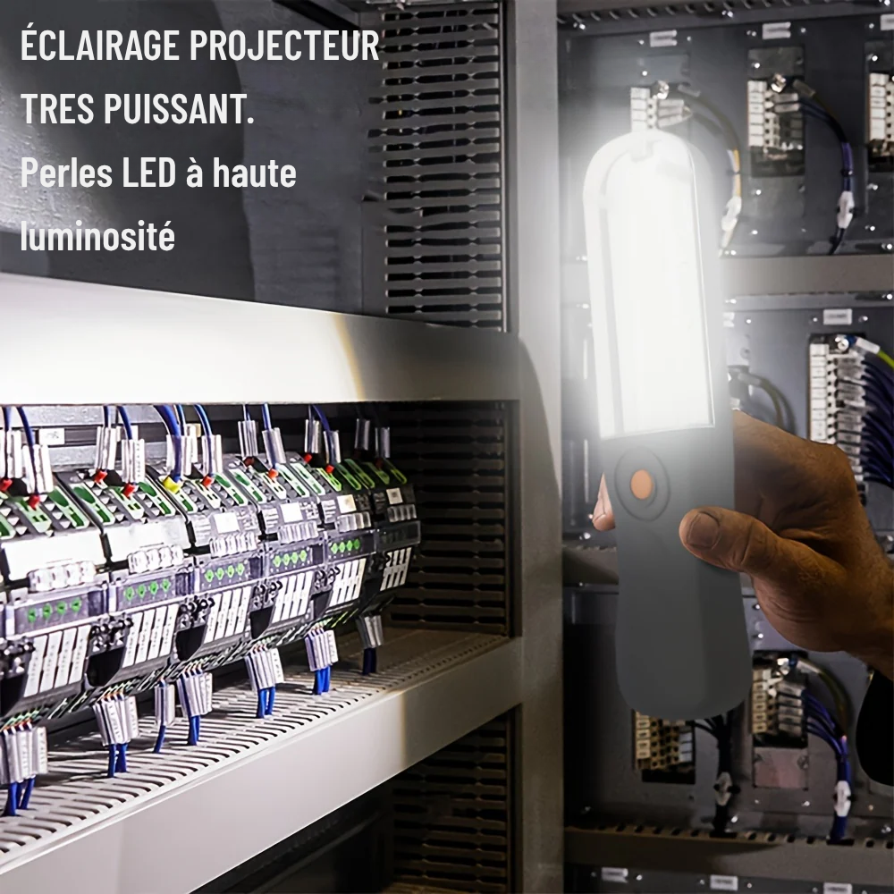 Lampe de Travail LED Rechargeable Magnétique 360° avec Crochet – Éclairage Portable pour Réparation Auto et Camping