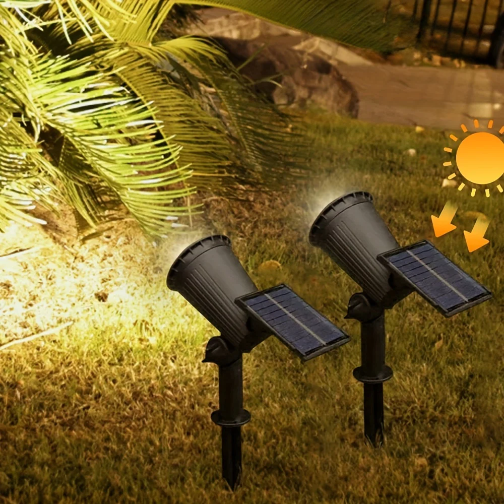 2 Spots Solaires 9 LED RGB IP65 pour Jardin – Projecteurs Extérieurs à Luminosité Réglable