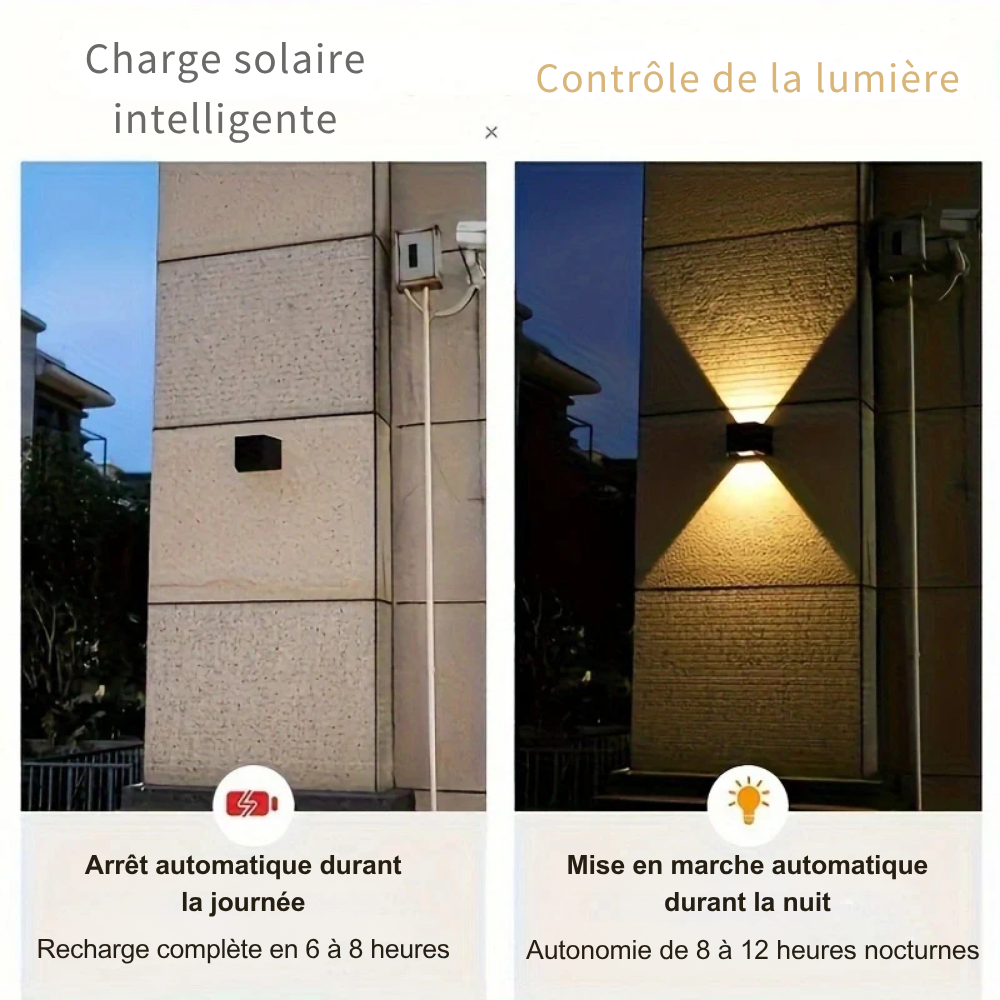 Lampe Murale Solaire LED Tungstène avec Détecteur de Mouvement pour Jardin et Extérieur