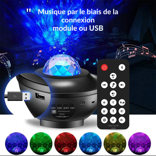 Projecteur Galaxy LED – Ciel Étoilé, Bluetooth, Vagues Océan