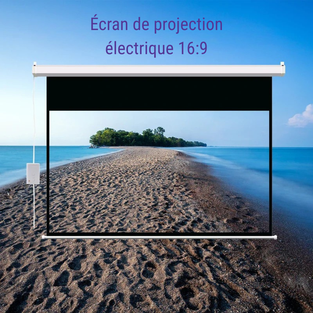 Écran vidéoprojecteur motorisé 60–100 pouces 16:9 avec télécommande