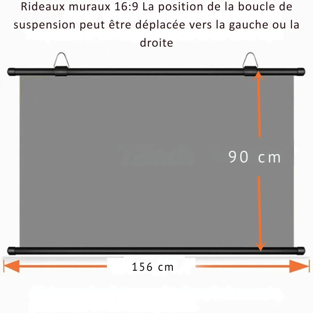 Écran de projection mural 72" 16:9 – Anti-lumière pour cinéma maison et home office