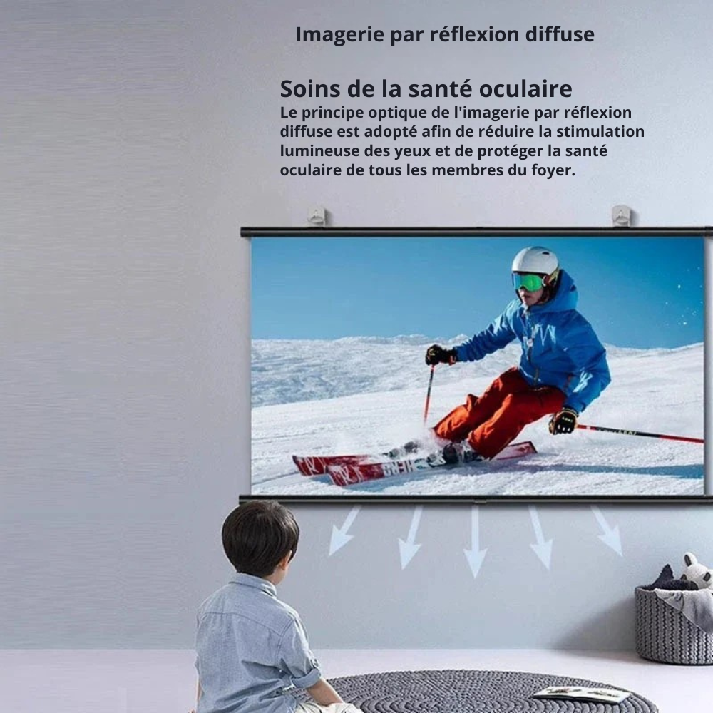 Écran de projection mural 72" 16:9 – Anti-lumière pour cinéma maison et home office