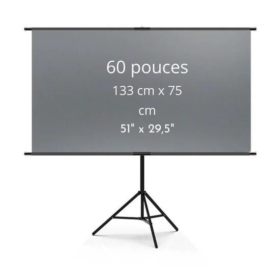 Écran de vidéoprojecteur 4K HD 16:9 avec support unique – Intérieur/extérieur, cinéma maison, bureau et jardin