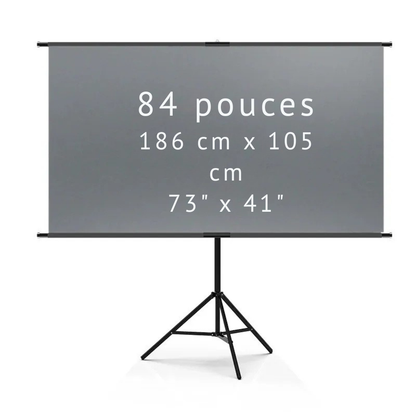 Écran de vidéoprojecteur 4K HD 16:9 avec support unique – Intérieur/extérieur, cinéma maison, bureau et jardin