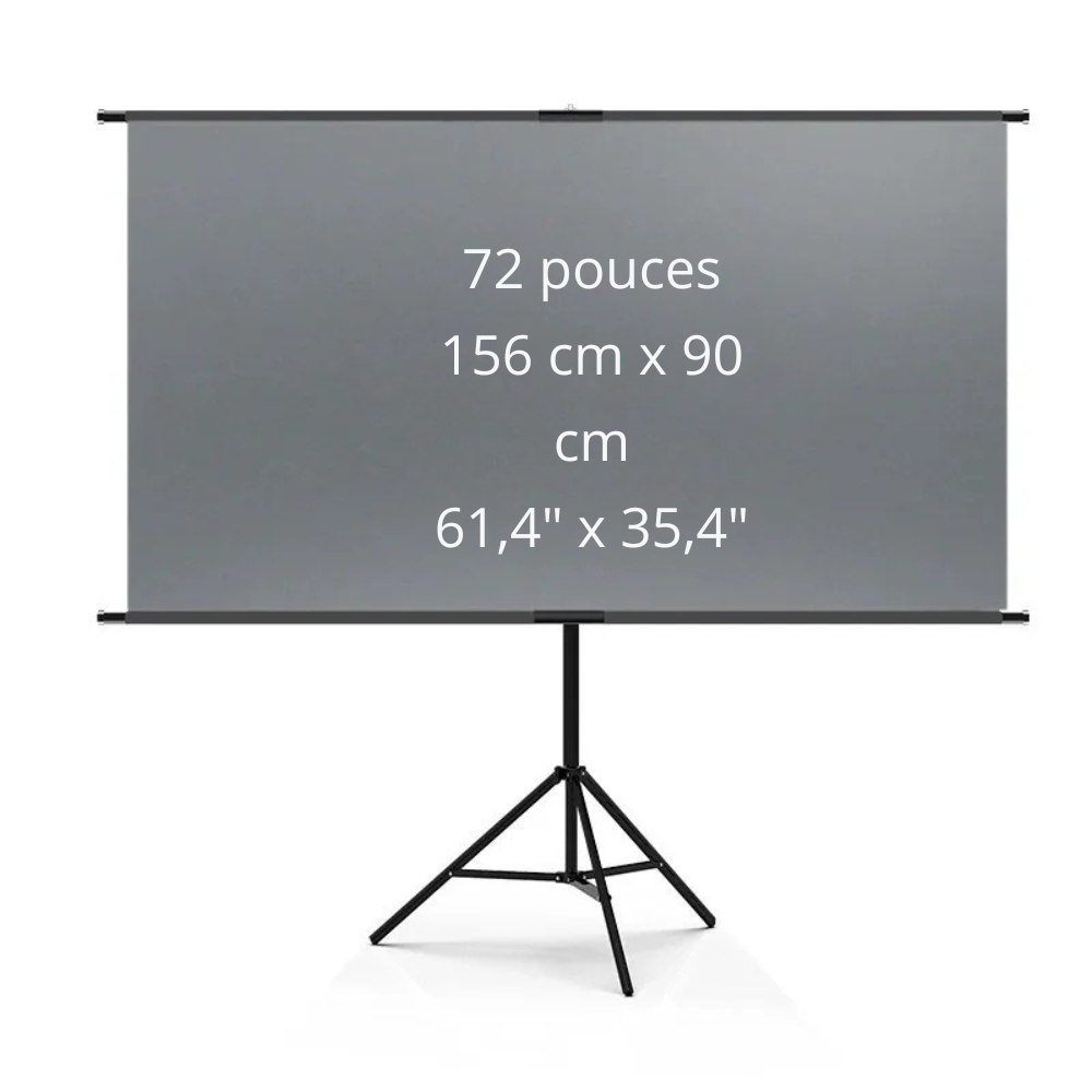 Écran de vidéoprojecteur 4K HD 16:9 avec support unique – Intérieur/extérieur, cinéma maison, bureau et jardin