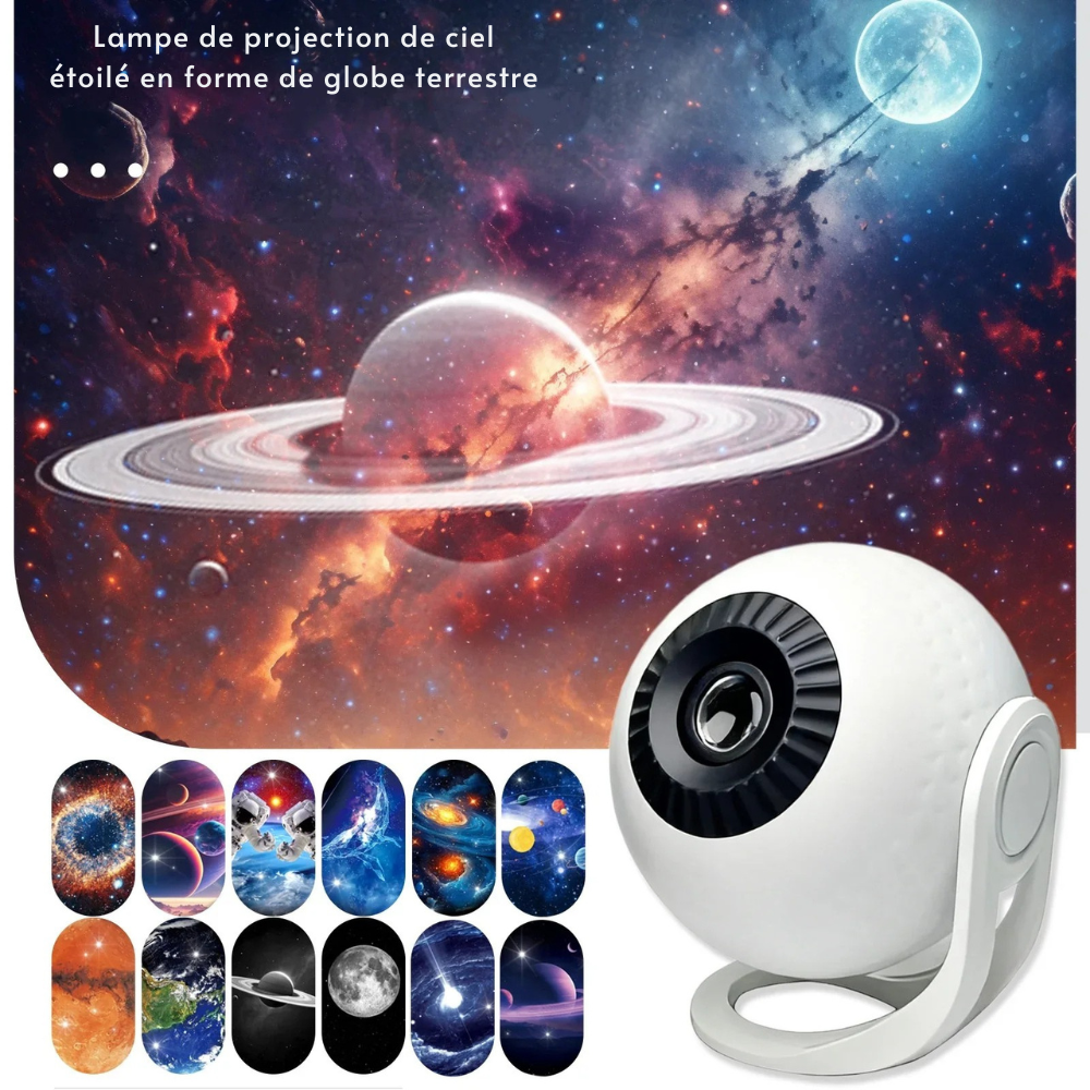 Projecteur galaxie étoilé 12-en-1 – Lampe planétarium 360° avec aurores boréales, veilleuse chambre enfants & adultes