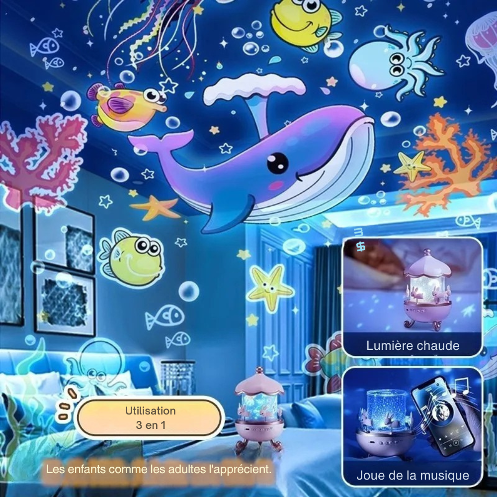 Projecteur d’étoiles enfant 12 films – Veilleuse plafond avec Bluetooth