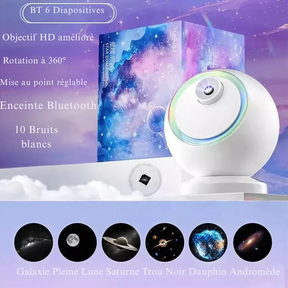 Projecteur d’étoiles enfant 12-en-1 – Veilleuse ciel étoilé 360° avec Bluetooth
