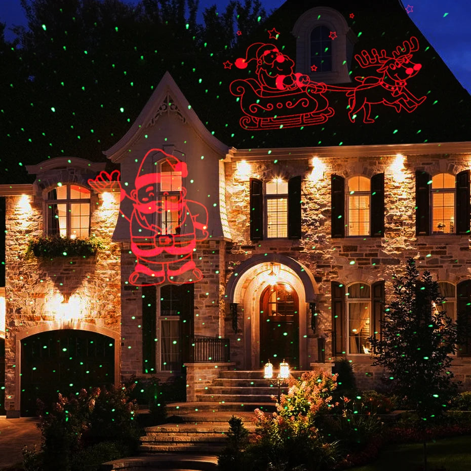 Projecteur façade Noël extérieur motifs traîneau et étoiles