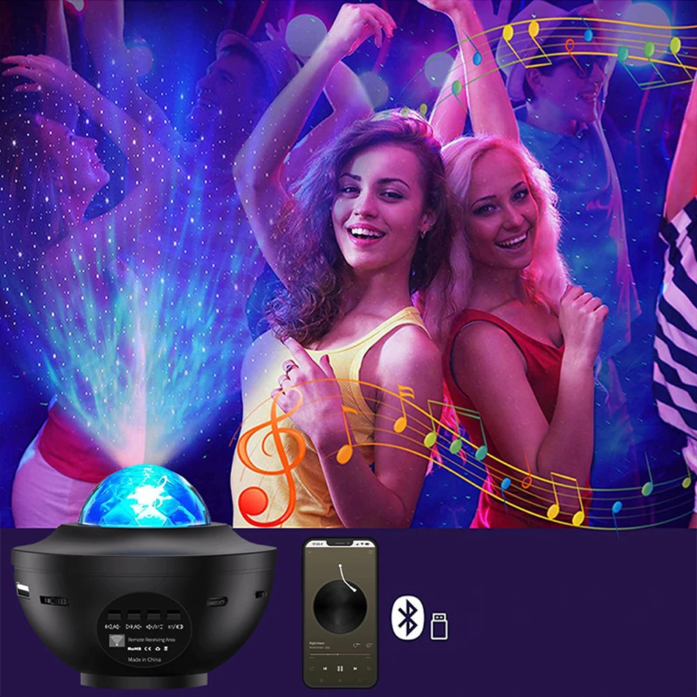 Projecteur Galaxy LED – Ciel Étoilé, Bluetooth, Vagues Océan