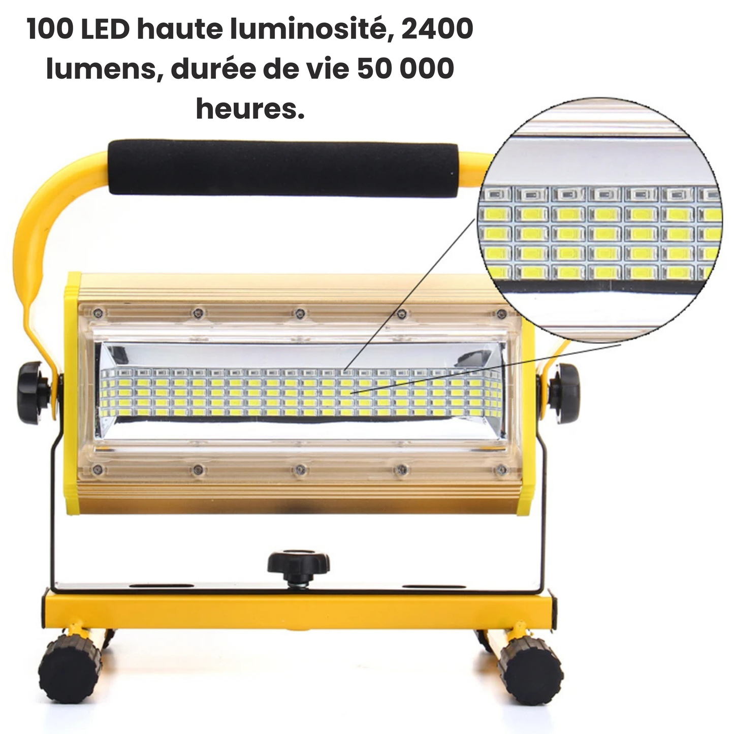 Projecteur de Chantier Professionnel 100W Rechargeable LED