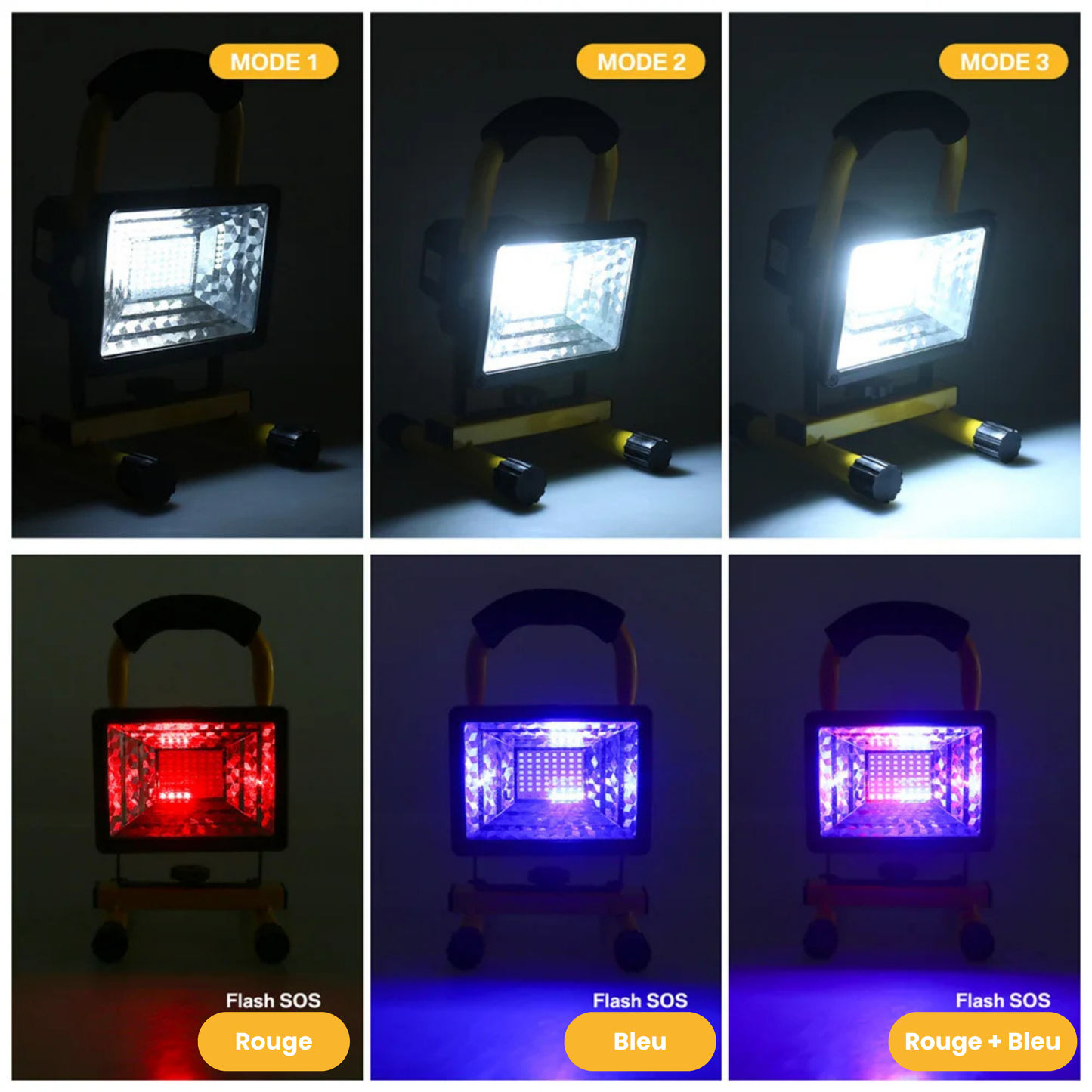 Projecteur de Chantier 60W LED Rechargeable Étanche