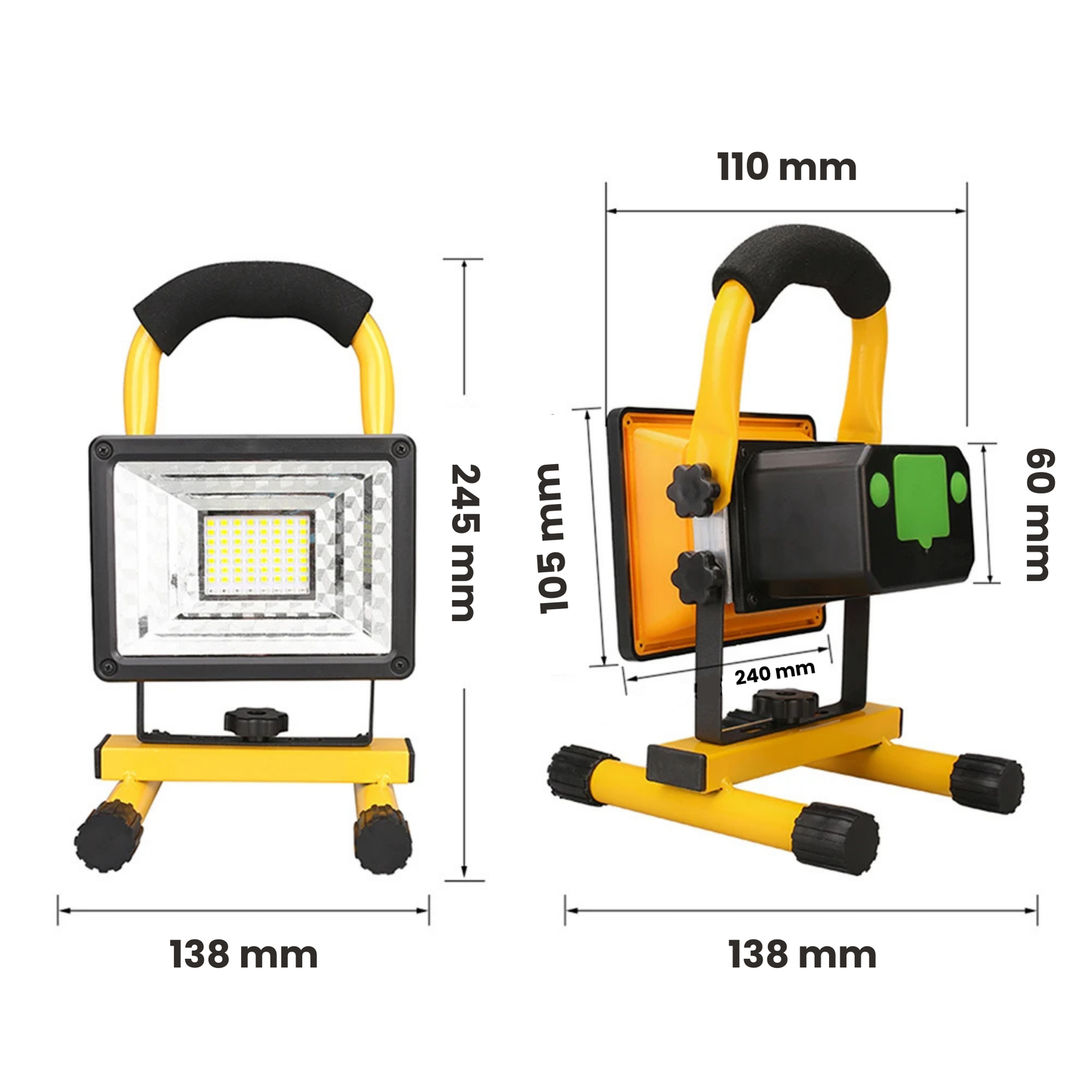 Projecteur de Chantier 60W LED Rechargeable Étanche