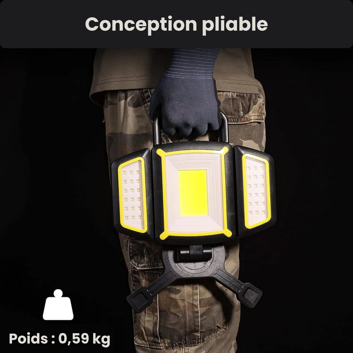 Projecteur de chantier sans fil LED 3000 lm rechargeable