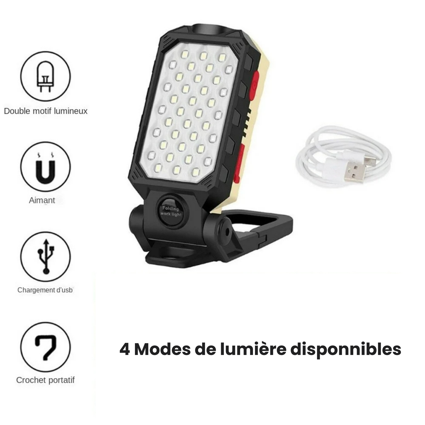 Projecteur de chantier sans fil LED rechargeable USB