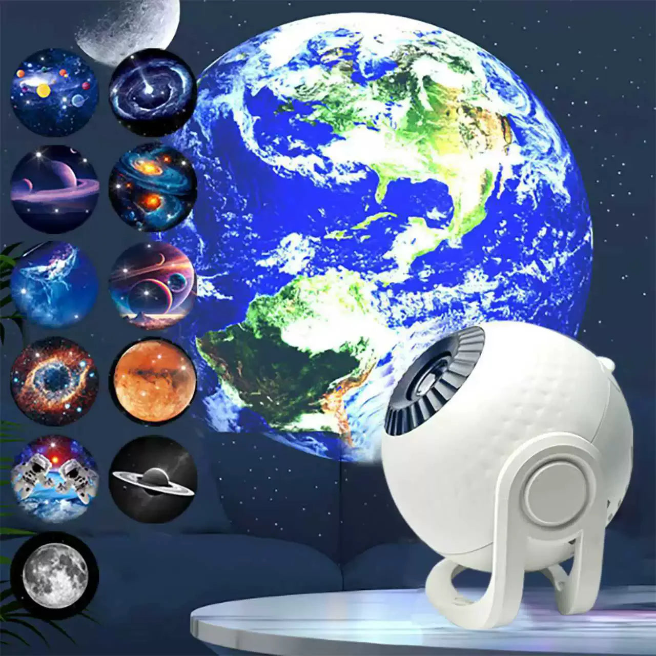 Projecteur galaxie étoilé 12-en-1 – Lampe planétarium 360° avec aurores boréales, veilleuse chambre enfants & adultes