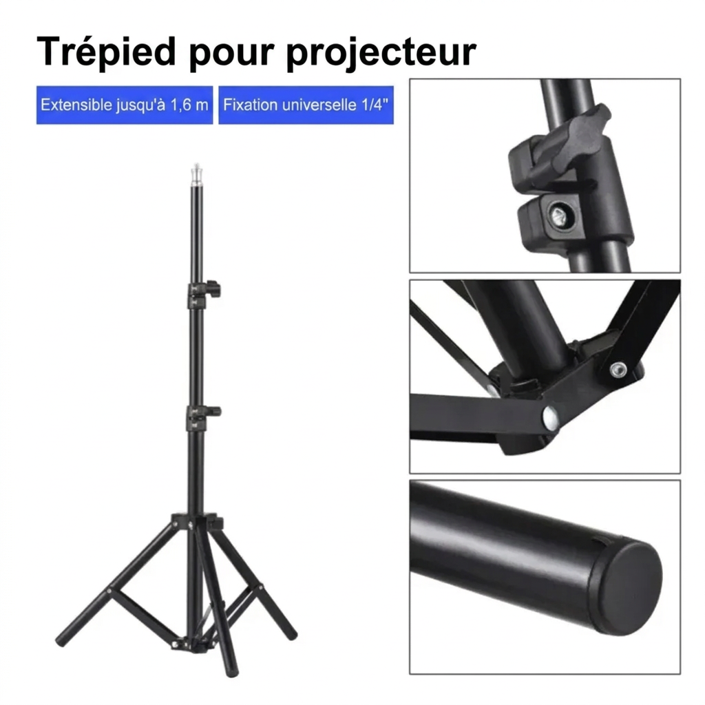 Trépied avec projecteur installé – version française