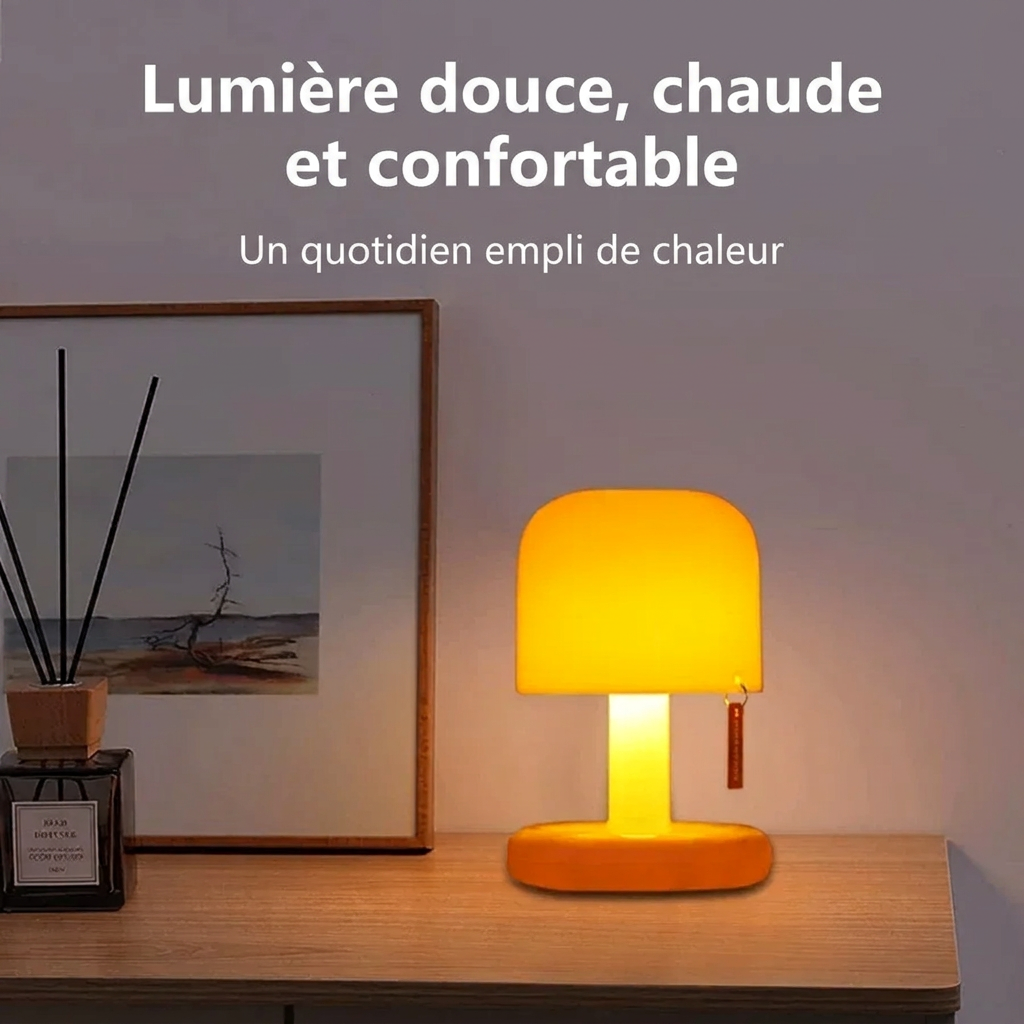 Lampe rechargeable sur un bureau – version française