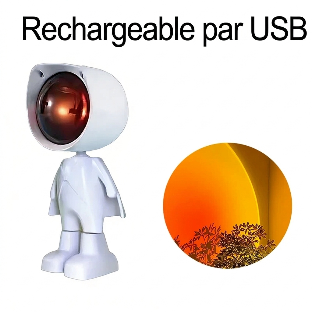 Lampe coucher de soleil rechargeable – projecteur astronaute 7 couleurs – version française