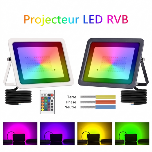 Projecteur LED RGB extérieur 220V – version française